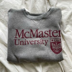 Mcmaster university crewneck sweatshirt in gray and burgundy